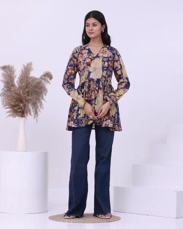 Blue Bahara Peplum Kurti