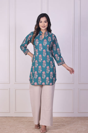 Teal Bagh Short Kurti