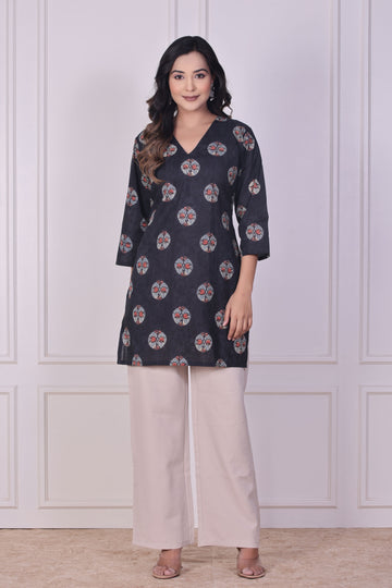 Black Mandala Short Kurti