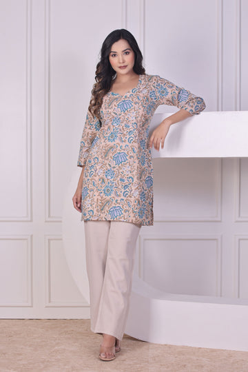 Beige Bahar Short Kurti