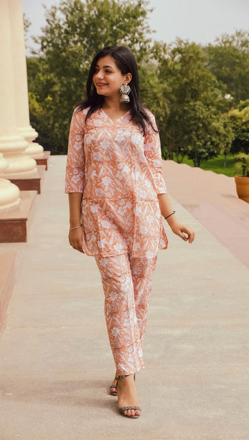 Peach Daisy Coord Set