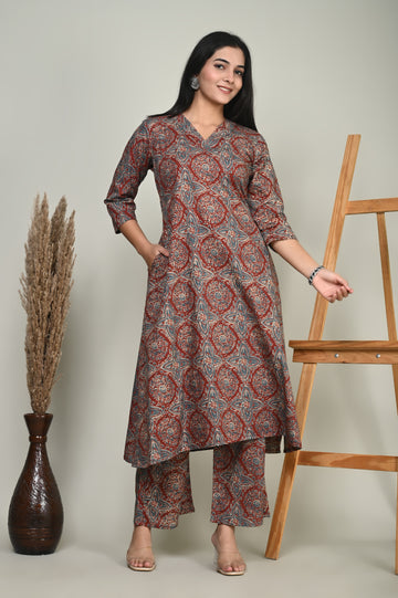 Maroon Starfish Cotton Kurta Set