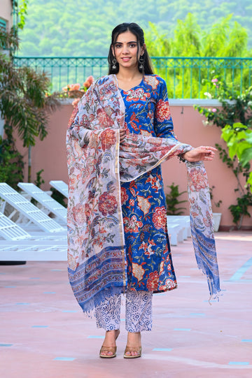 Blue Bahara Kurta Dupatta Suit Set
