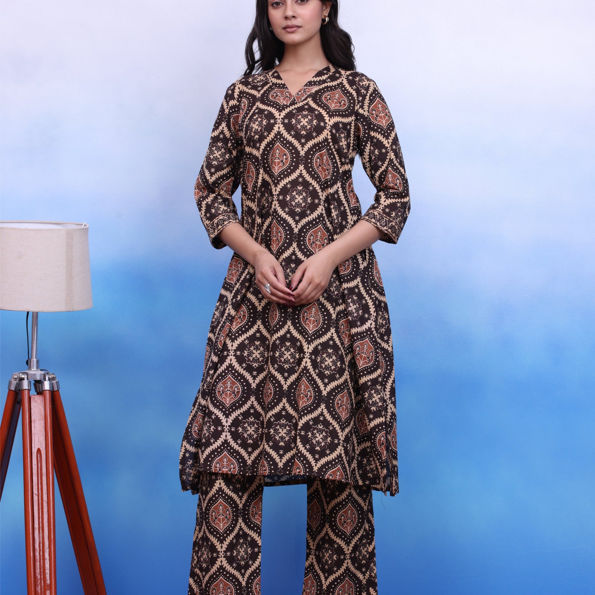 Coffee Ajarak Kurta Set