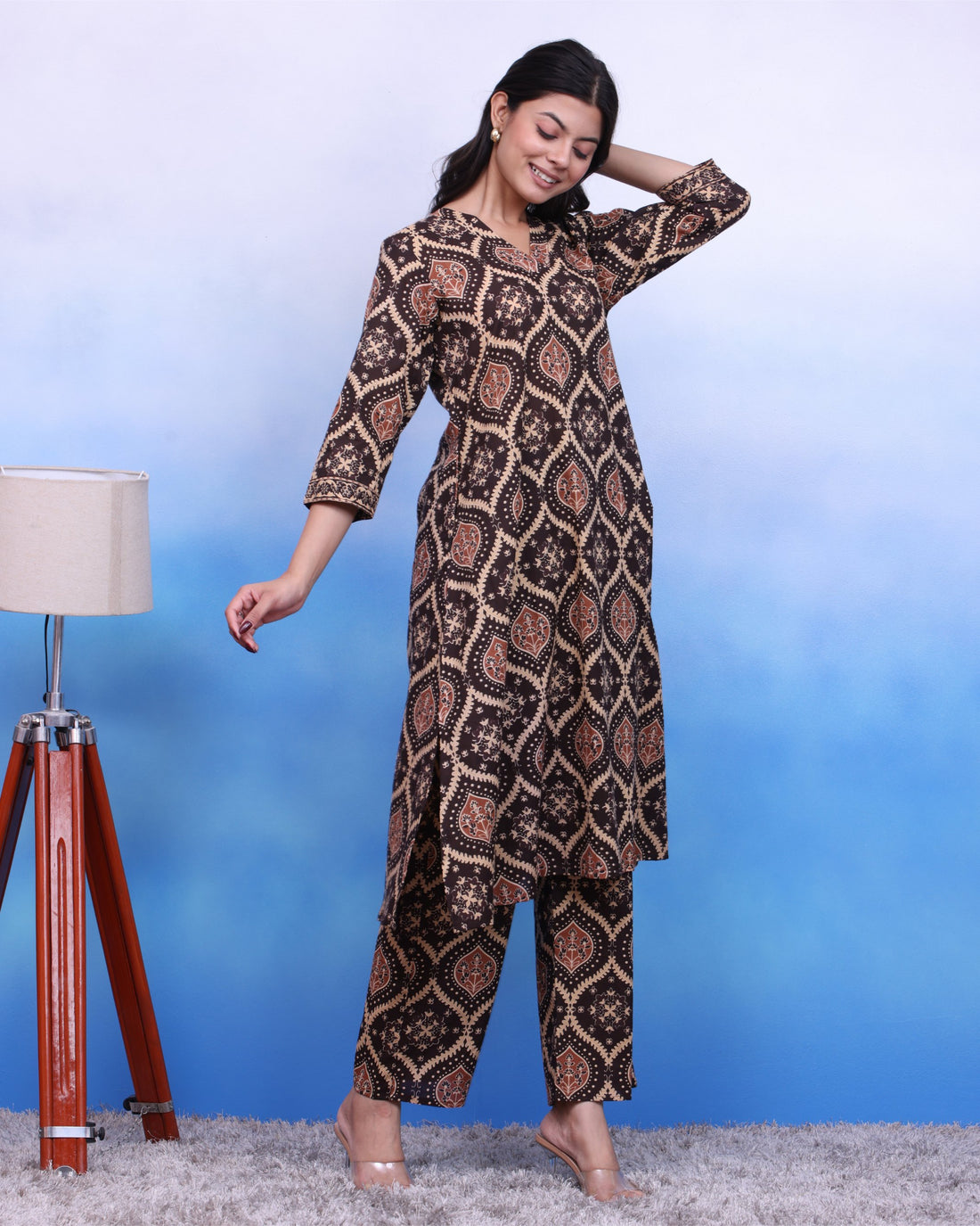 Coffee Ajarak Kurta Set