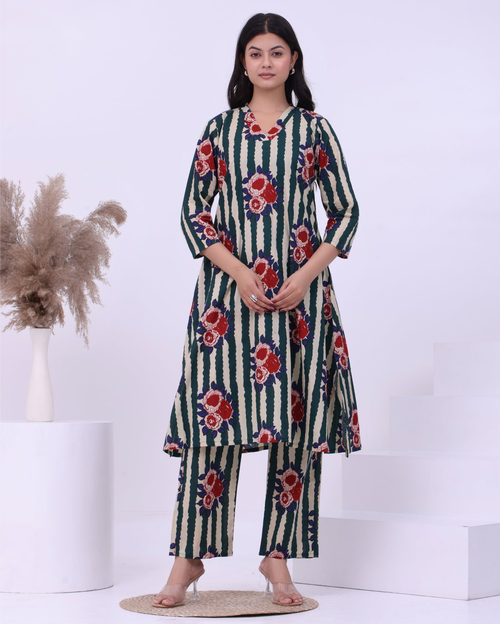 Green Pop Kurta Set