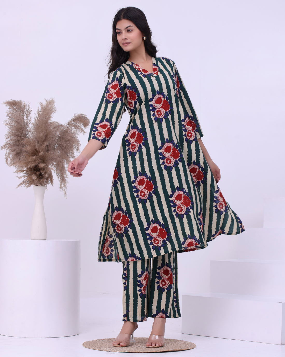 Green Pop Kurta Set