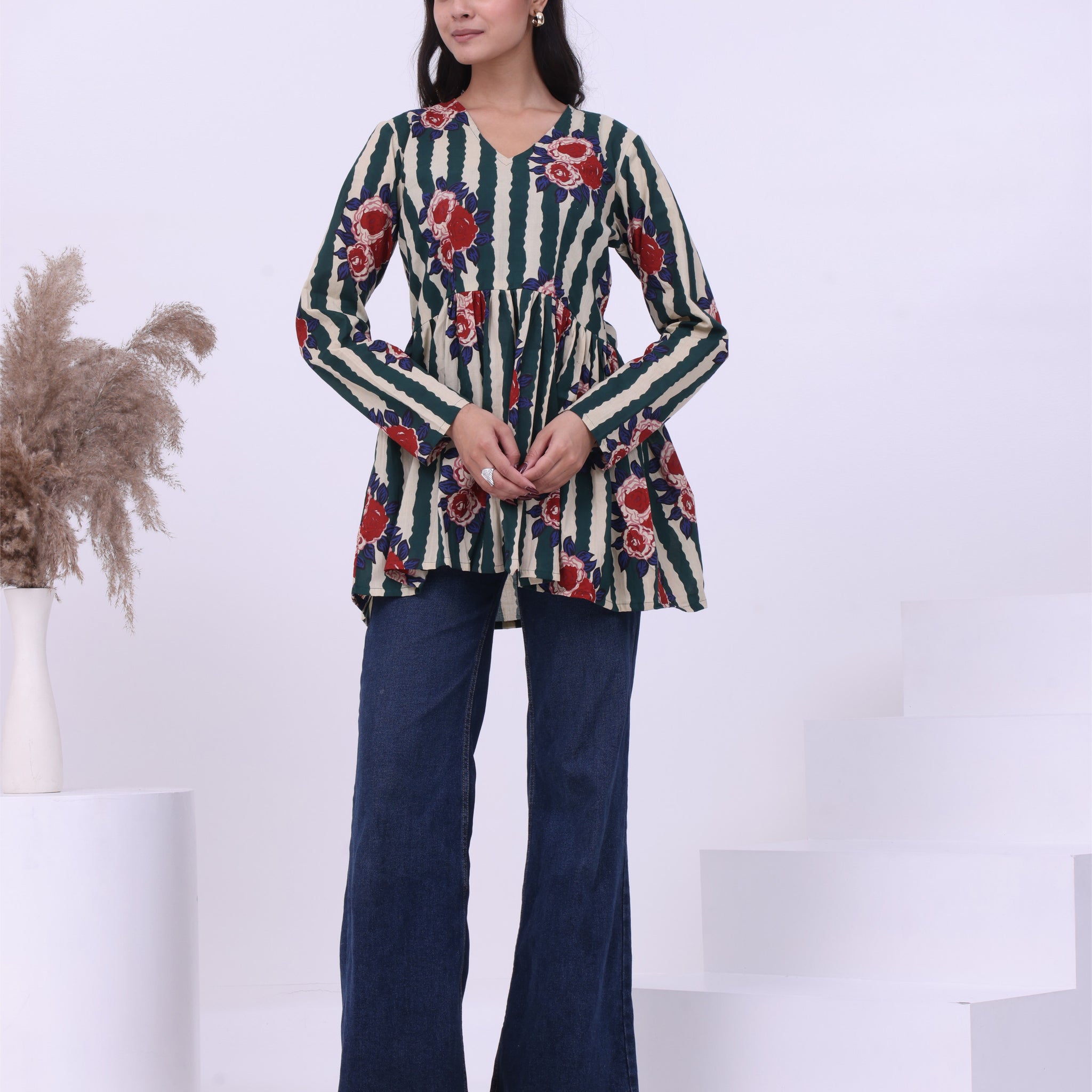 Green Pop Peplum Kurti