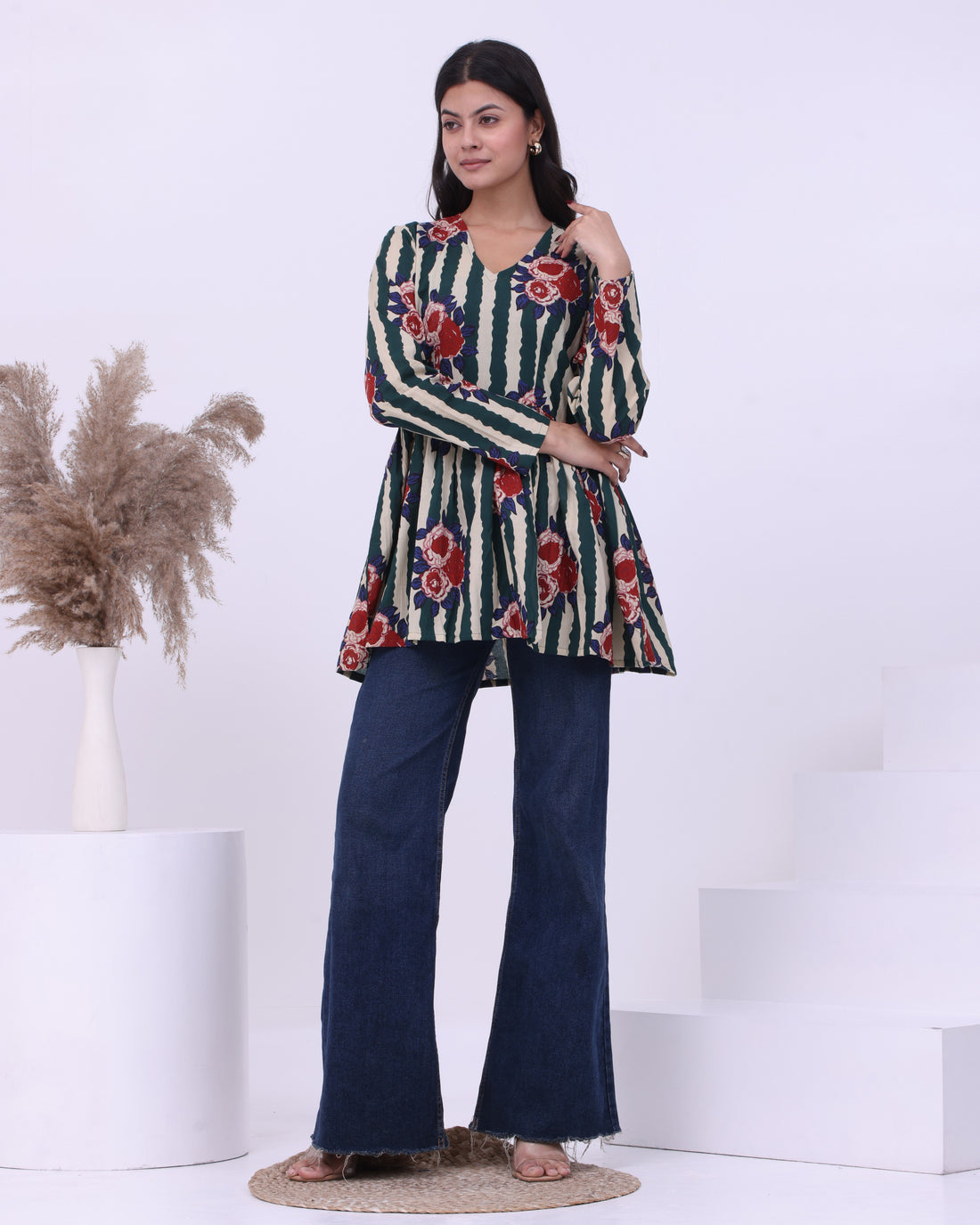 Green Pop Peplum Kurti