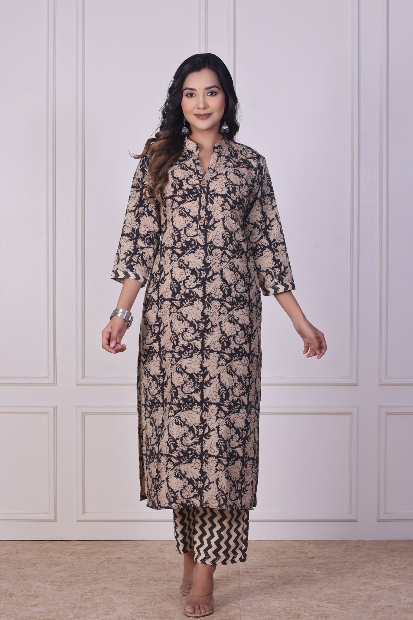 Black Ajrakh Cotton Kurta Set