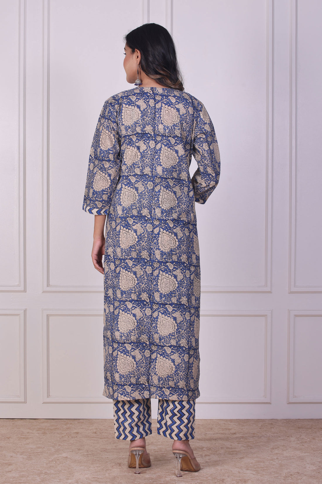 Blue Ajrakh Cotton Kurta Set