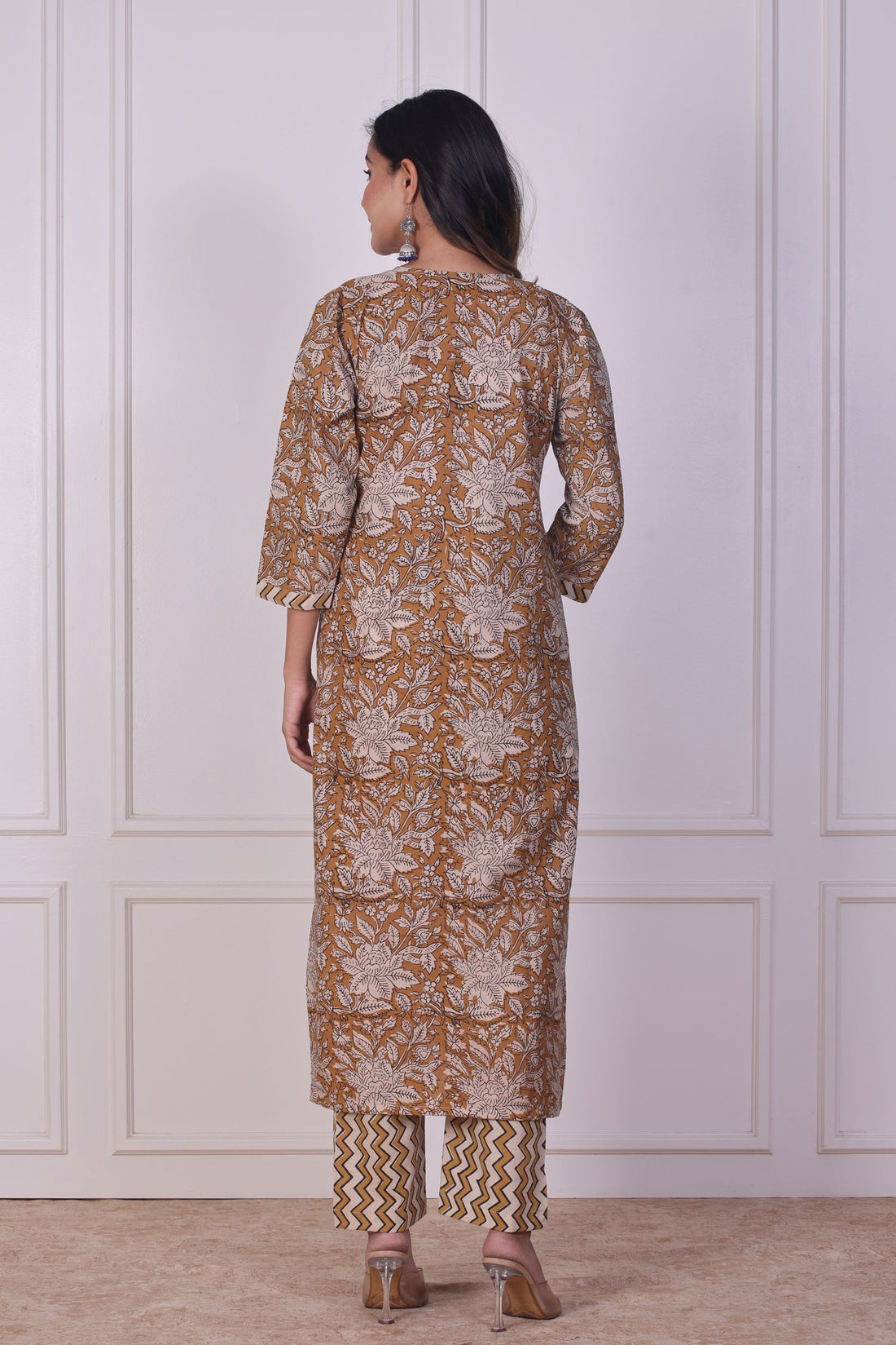 Mustard Ajrakh Cotton Kurta Set