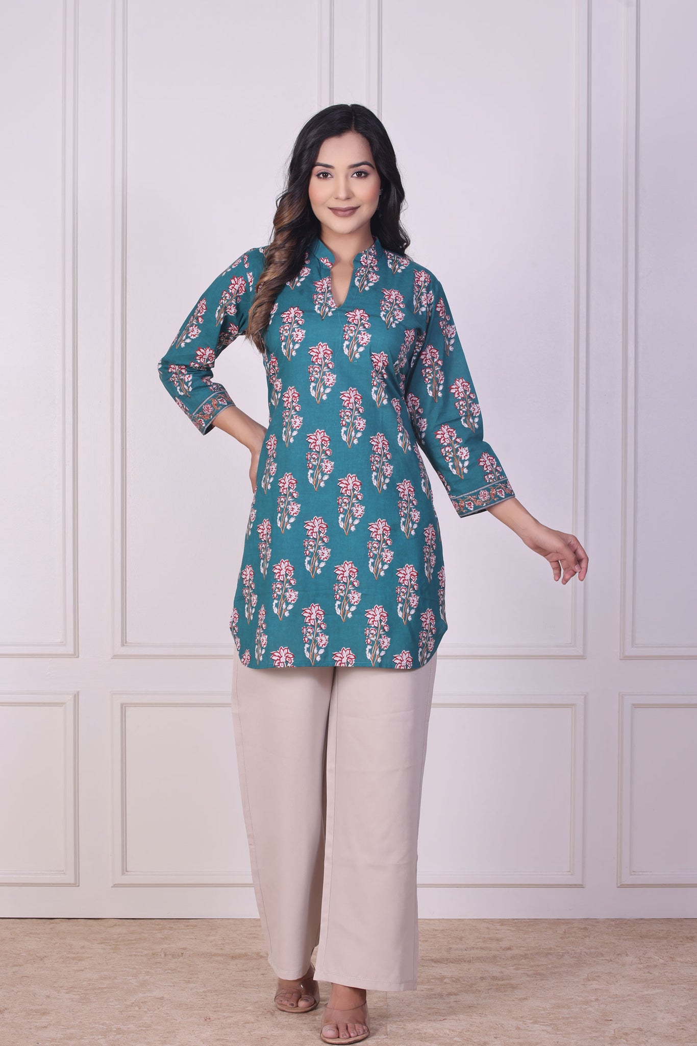 Teal Bagh Short Kurti