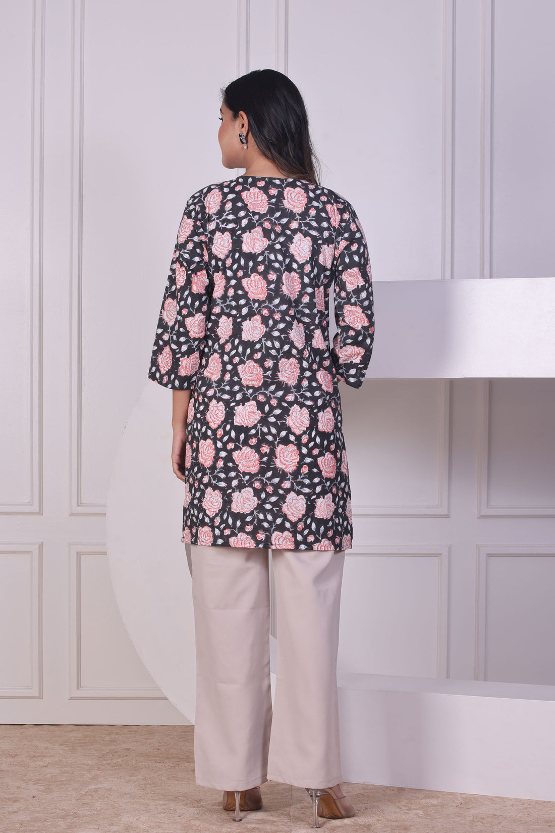 Black Blossom Short Kurti