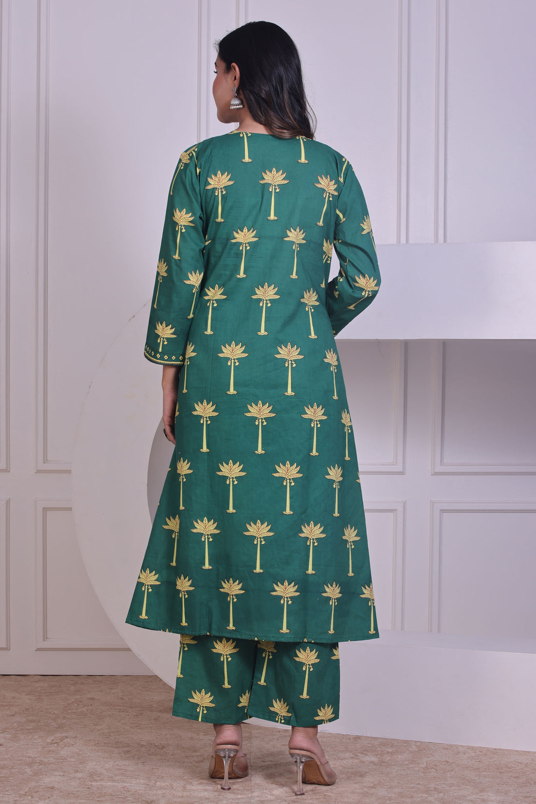 Green Bagh Cotton Kurta Set
