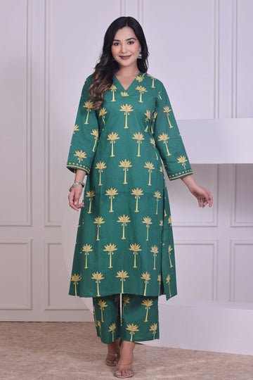 Green Bagh Cotton Kurta Set