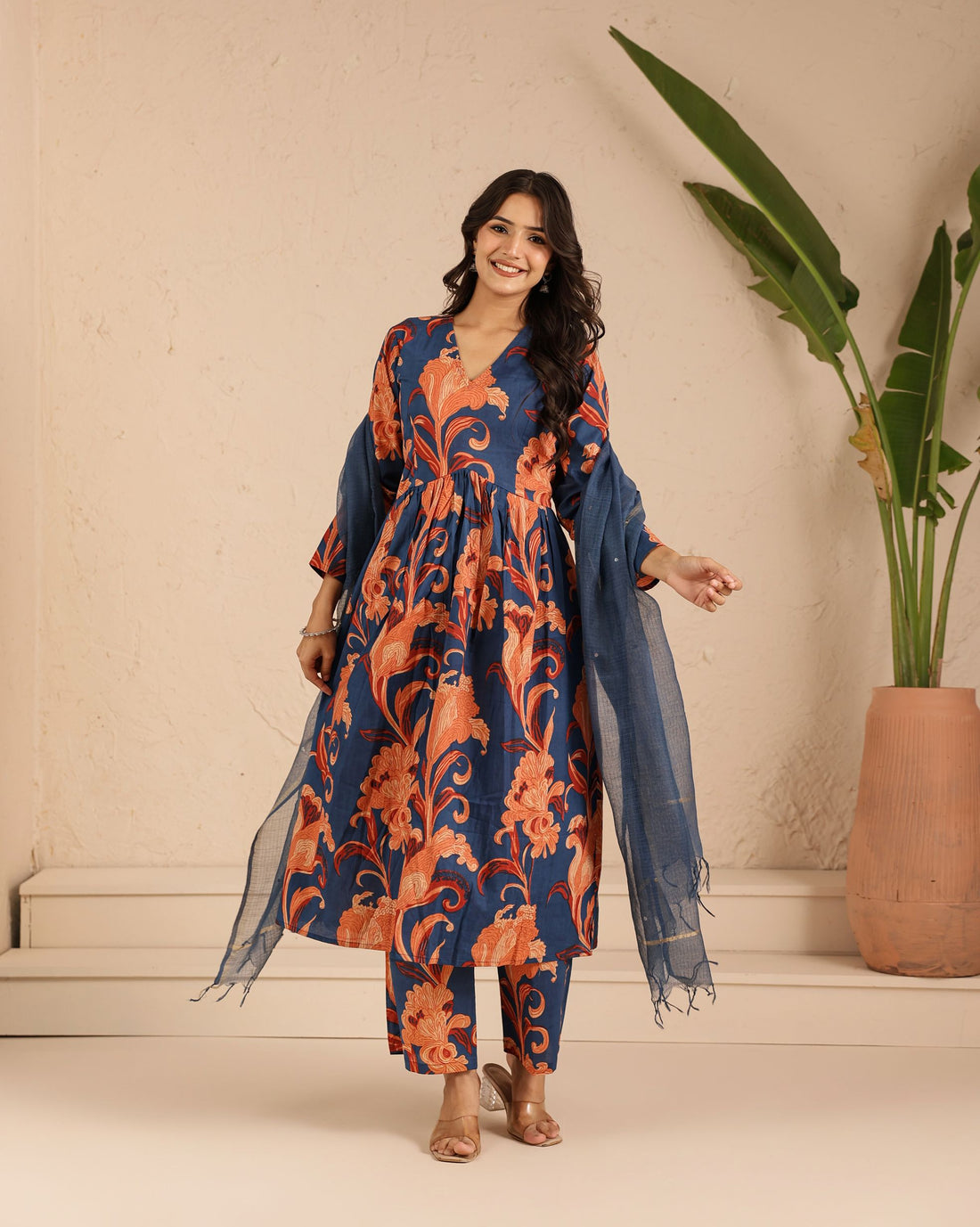 Blue Gulzaar Kurta Dupatta Suit Set