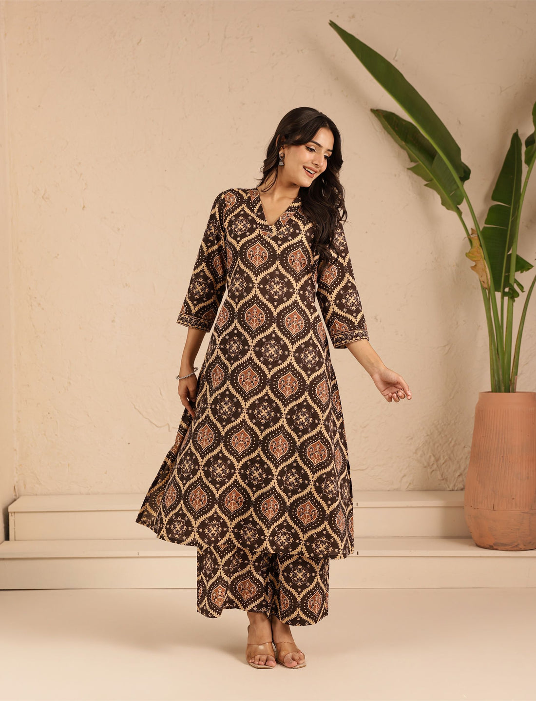 Coffee Ajarak Kurta Set