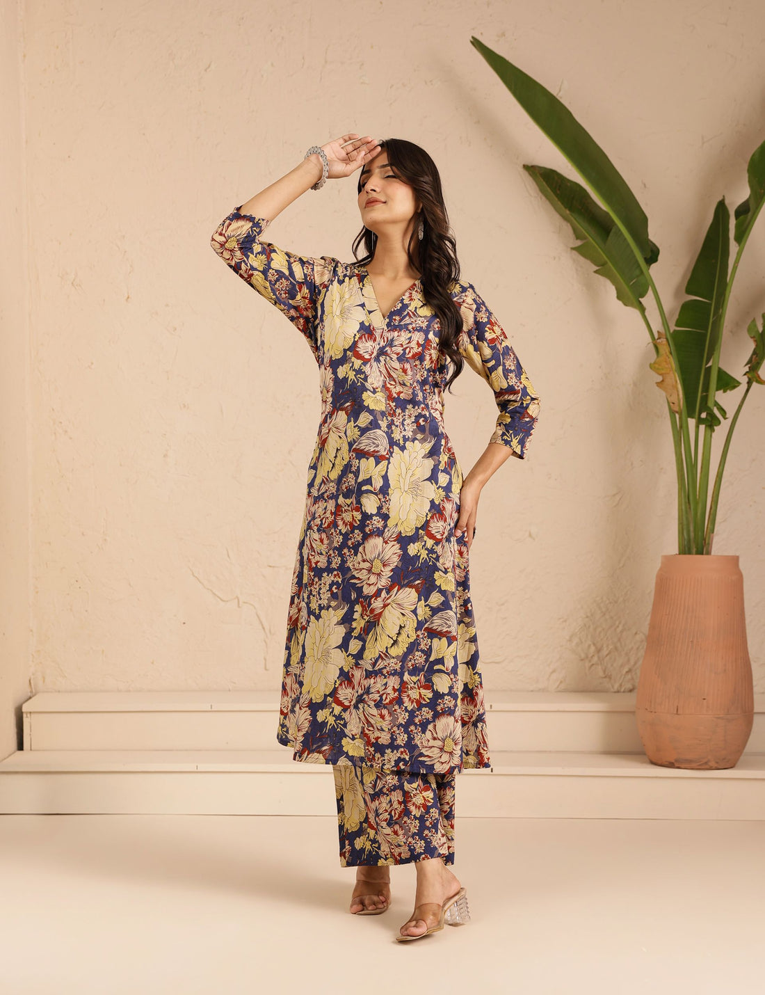 Purple Sunshine Floral Kurta Set