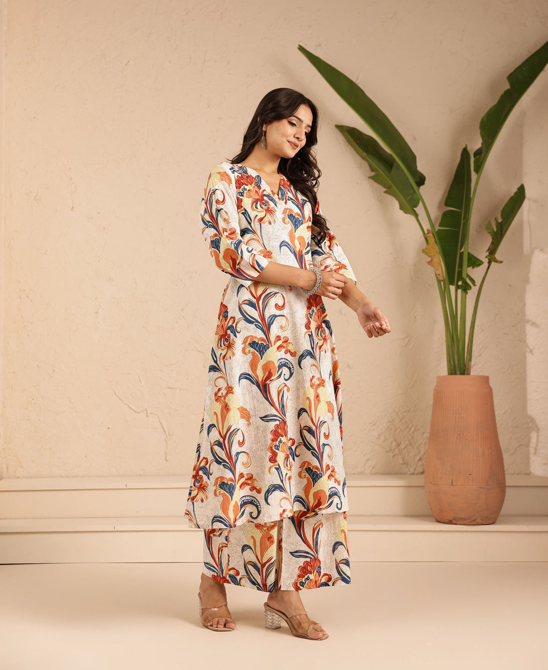 White Bloomline Kurta Set