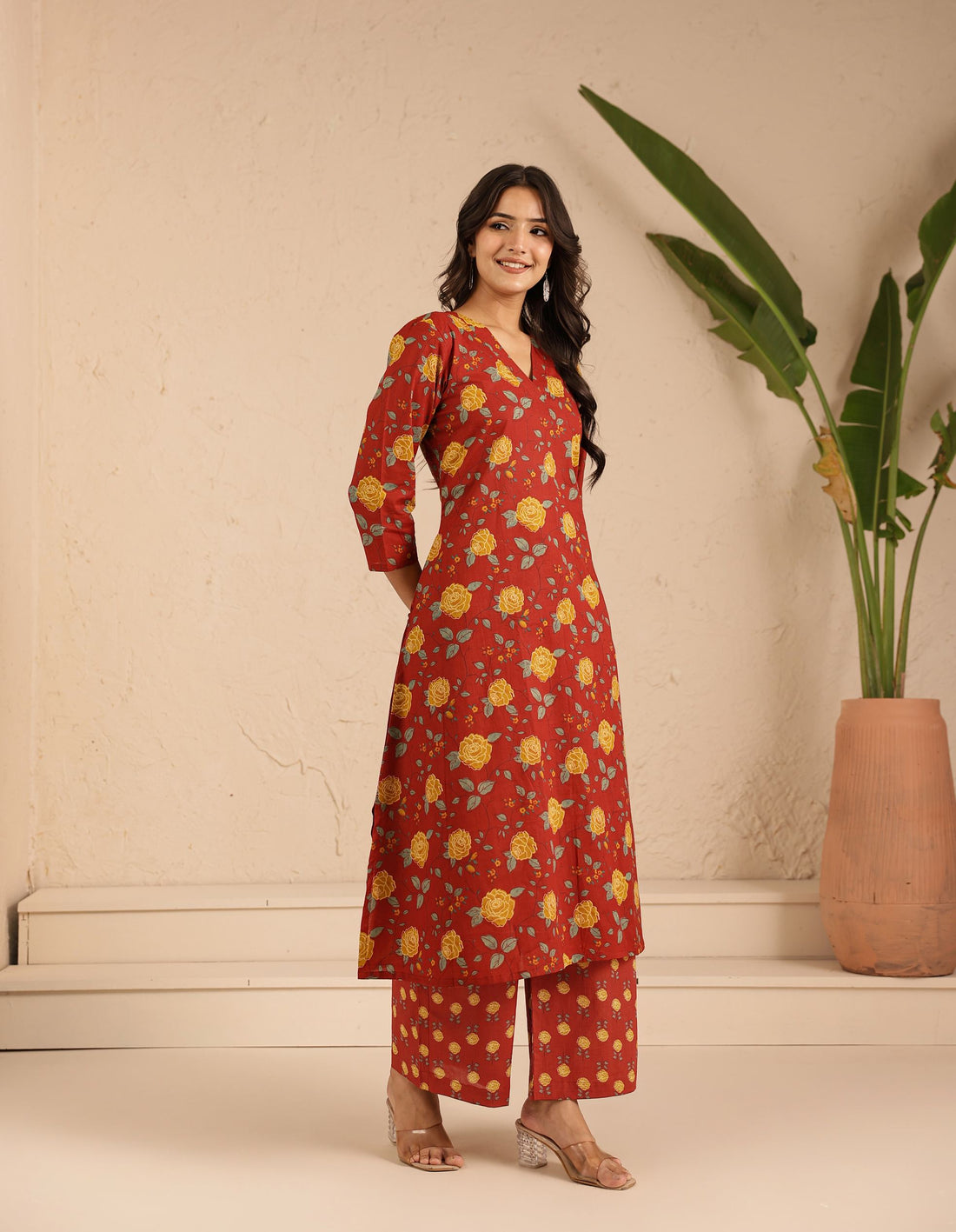 Red Gulab Kurta Set
