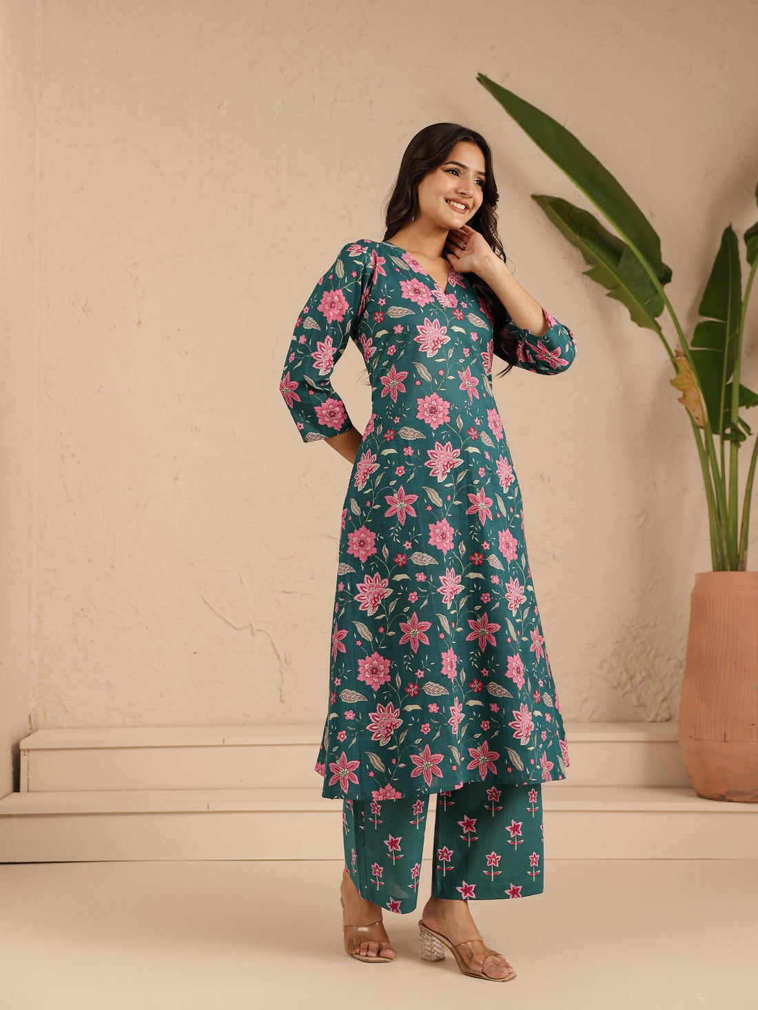 Teal Gulab Kurta Set