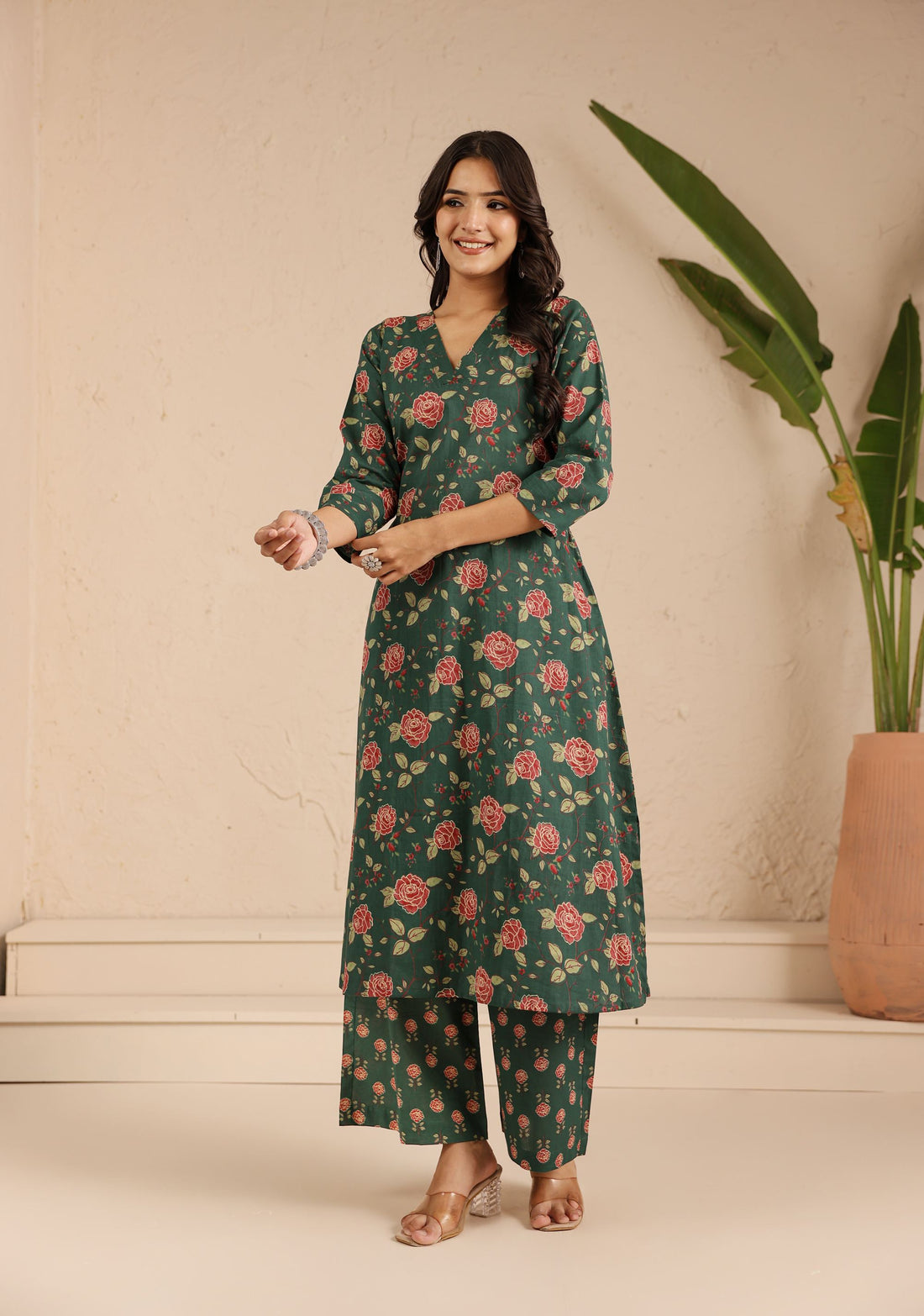 Green Gulab Kurta Set
