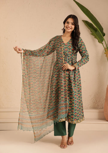 Green Bahaar Kurta Dupatta Suit Set