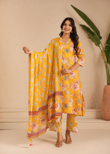 Yellow Daisy Kurta Dupatta Suit Set