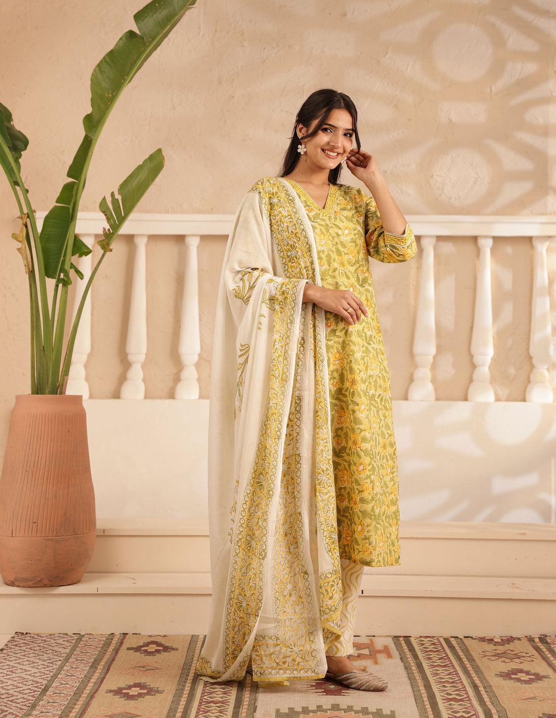 Yellow Bloom Kurta Dupatta Suit Set