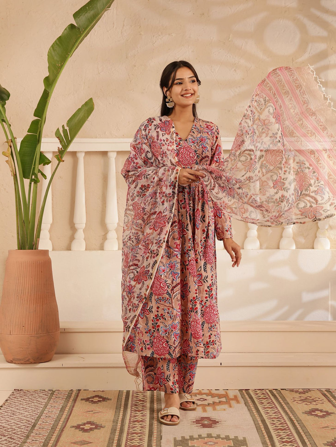 Peach Blossom Kurta Dupatta Suit Set