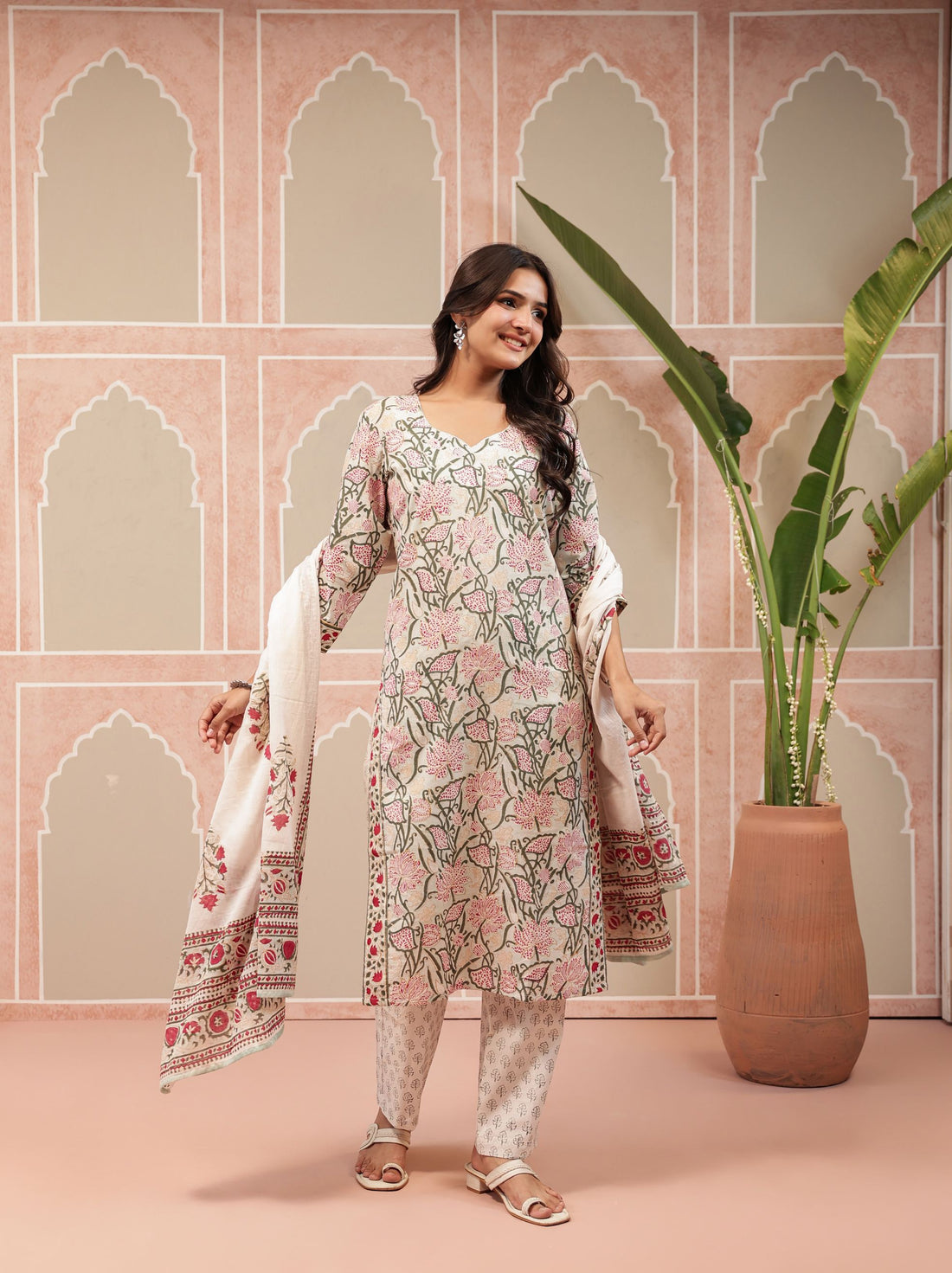 White Garden Grace Kurta Dupatta Suit Set