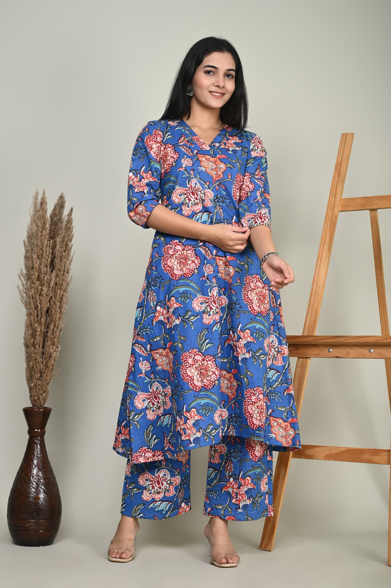 Blue Tangerine Cotton Kurta Set