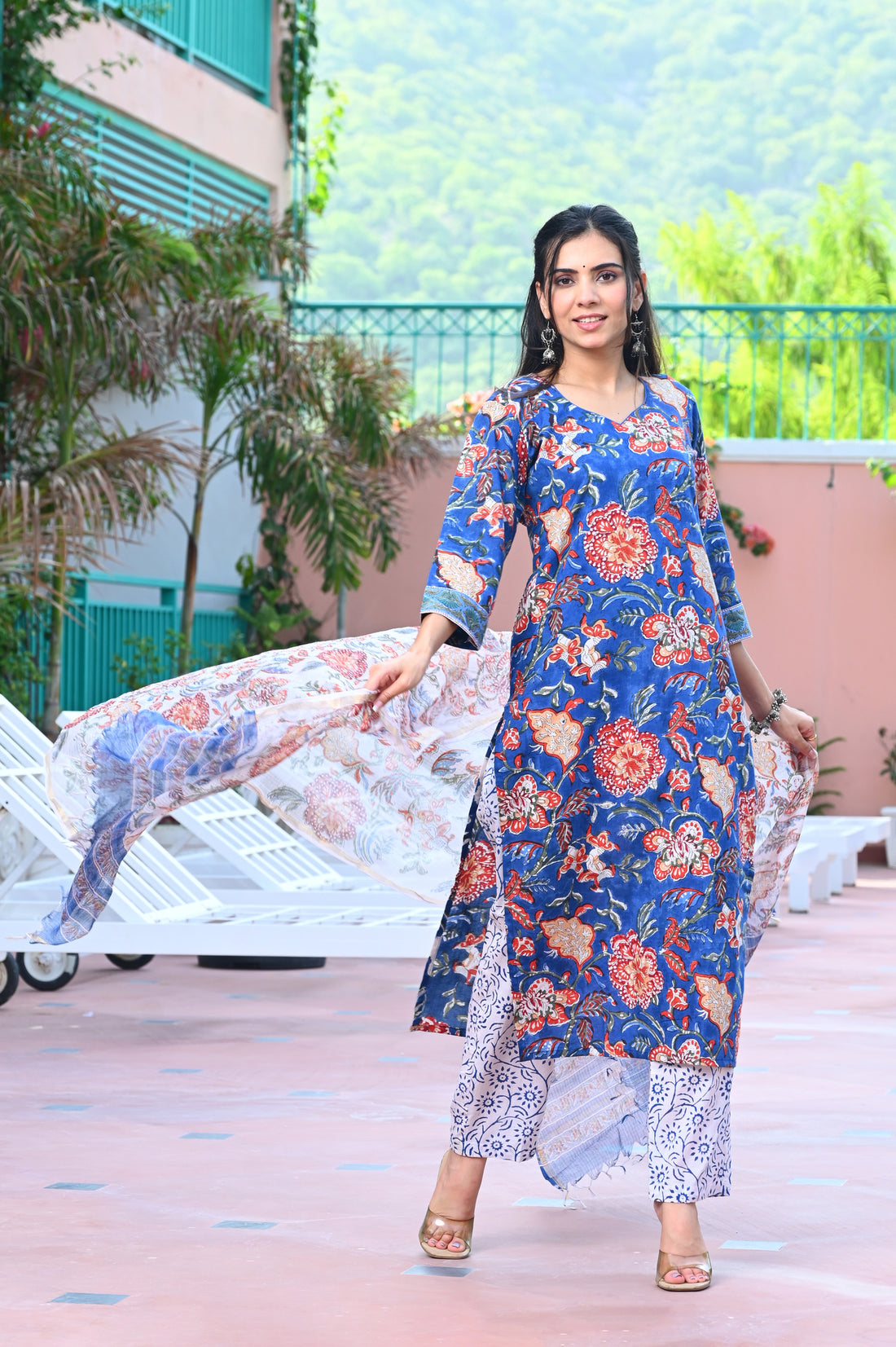Blue Bahara Kurta Dupatta Suit Set