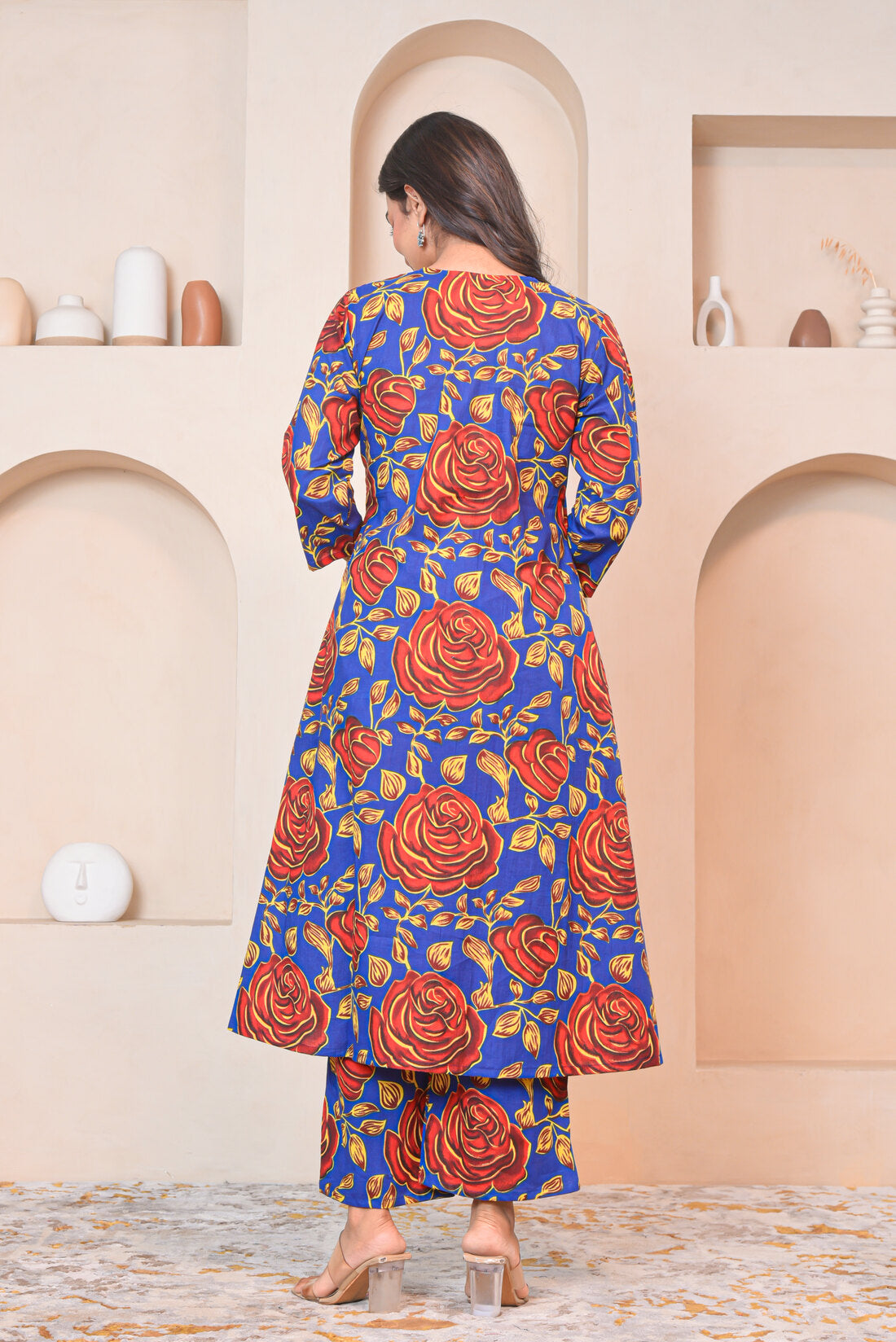 Blue Rose Cotton Kurta Set