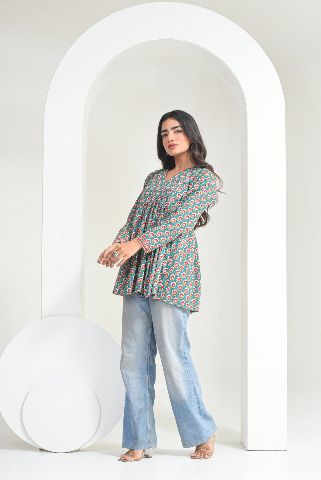 Green Garden Peplum Kurti