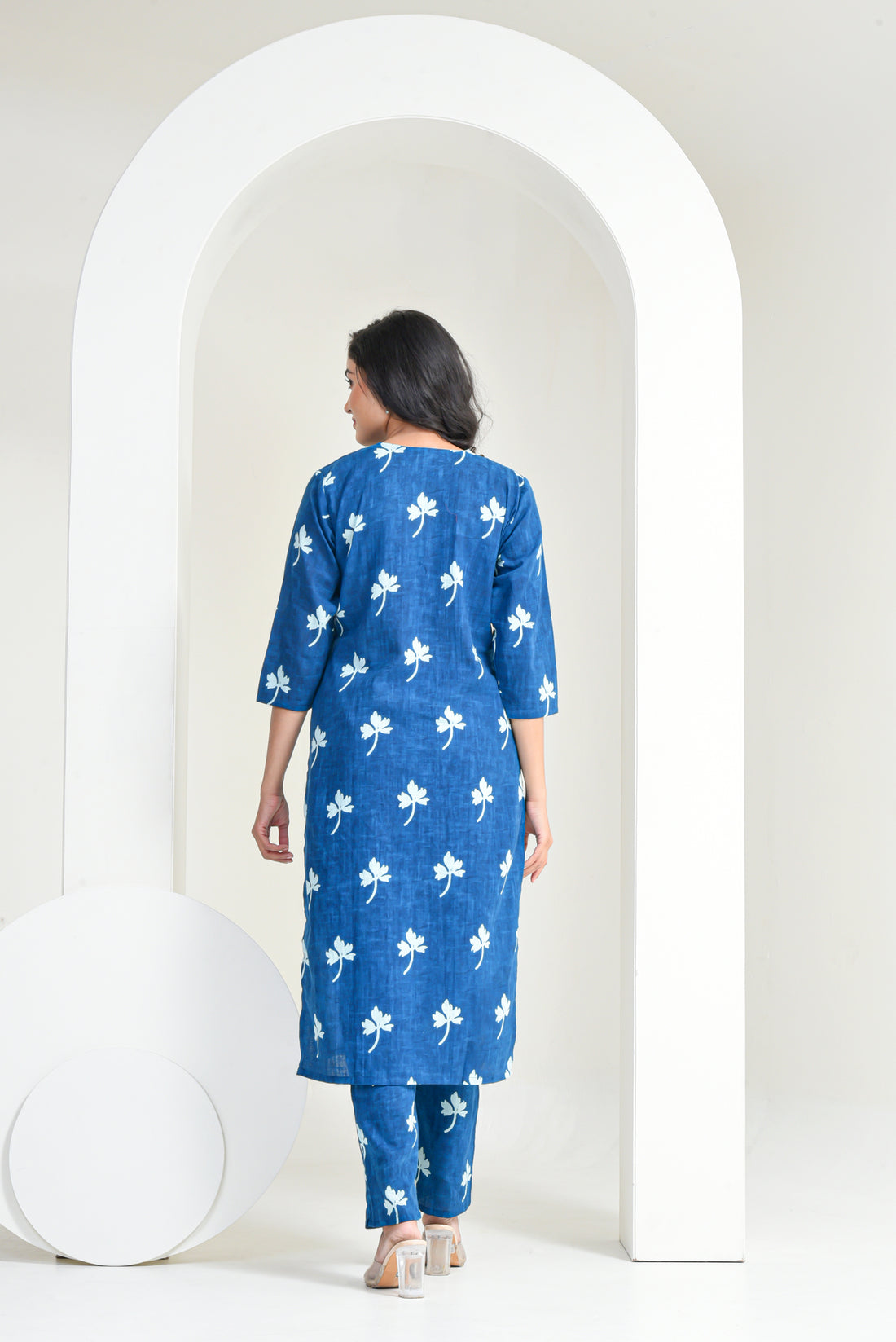 Navy Mist Cotton Kurta Set