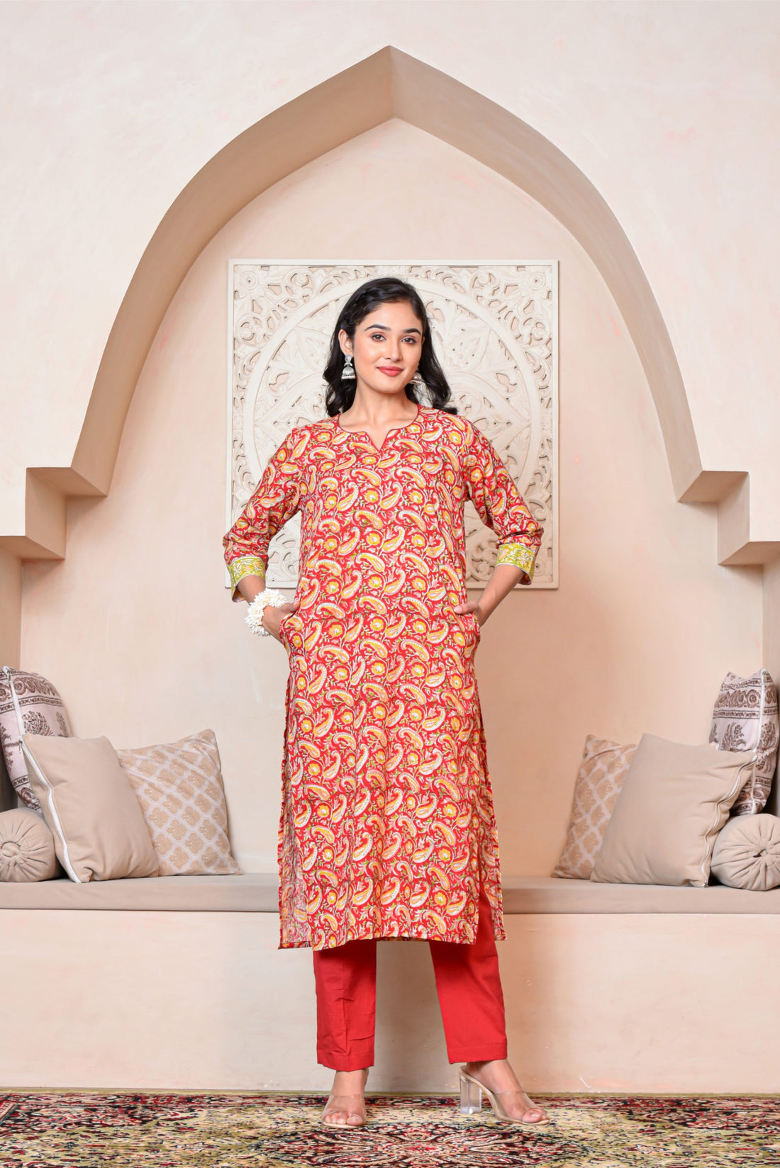 Rust Kairi Kurta Dupatta Suit Set