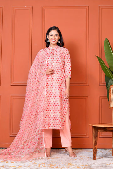 Pink Rose Kurta Dupatta Suit Set