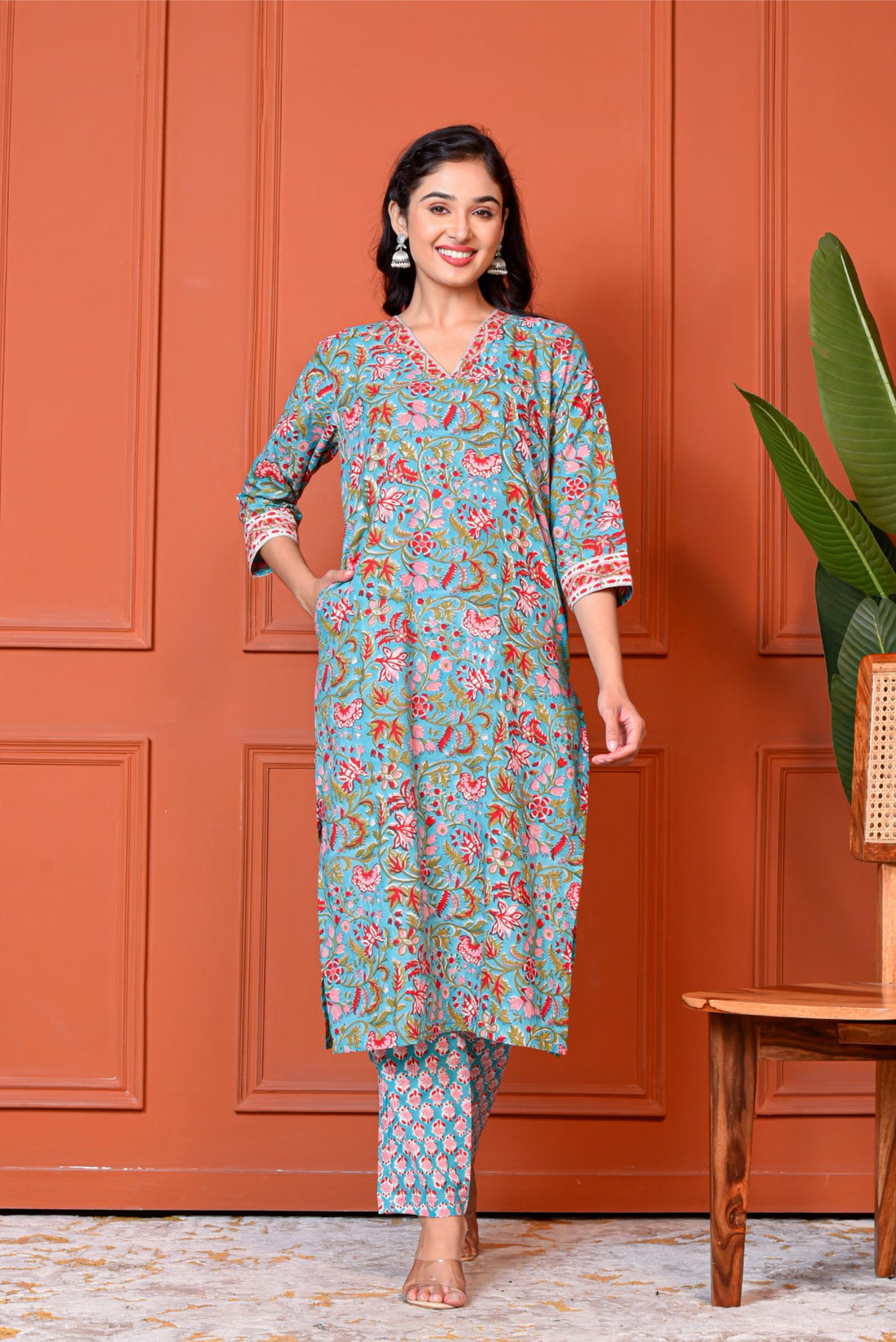 Blue Bageecha Kurta Dupatta Suit Set